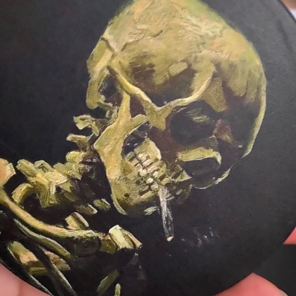 Skull of a Skeleton with Burning Cigarette Ceramic Coaster - Picture 2 of 3